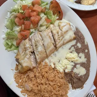 Chicken chimichangas.