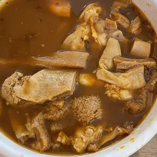 This is the menudo!!! Soooo good! Taste homemade! It also comes with pata if you like it!