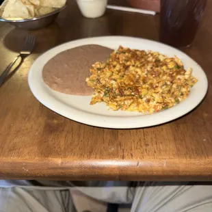 Chorizo Con Huevo with chopped jalepenos