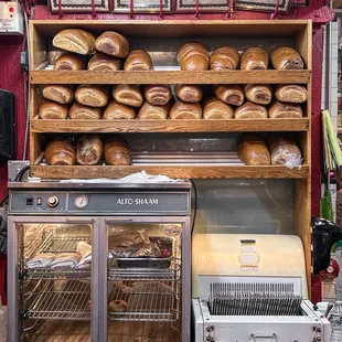 a display of breads and pastries