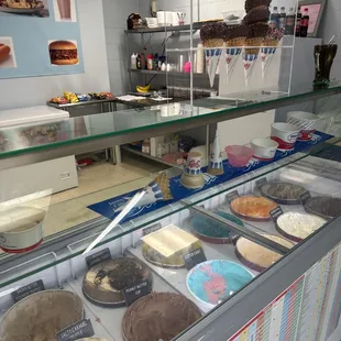 a display of desserts