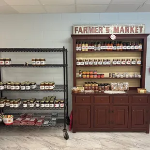 a display of jars of jams