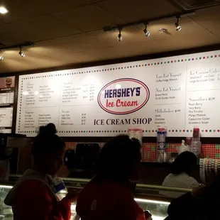Ice cream menu