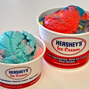 Midweek calls for a colorful cold treat!  *‿*  Yes to #Cotton Candy and #Superman @ Hershey's Ice Cream-Old St. Augustine Rd.