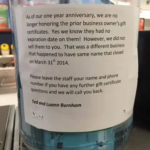 Just be a good business owner and honor the gift certificates.  Goodwill will make customers return.