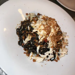 Squid ink crab tagliolini