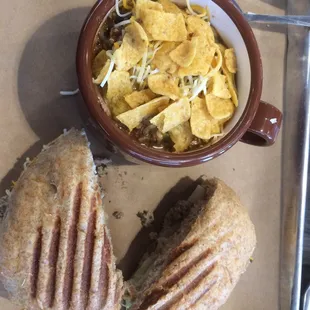 Bierock Panini with a side of Taco Soup (upcharge for soup).