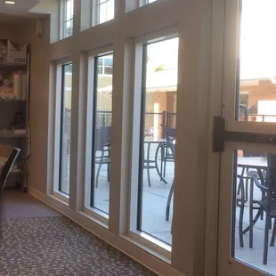 Peeking through windows at outside dining area. Was a little too chilly when we were there.