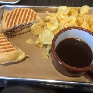 French Dip with side of chips.