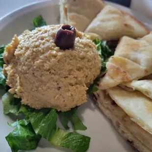 Homemade hummus and pita bread