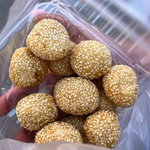sesame balls in a plastic bag