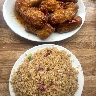 153. Korean Chicken &amp; 51. BBQ Pork Fried Rice