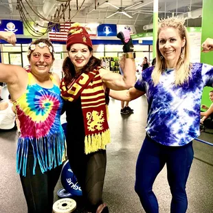 Ladies having post workout Halloween fun