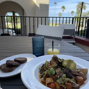 two plates of food on a table