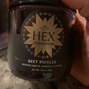 Beet Pickles ( organic beets, ginger, and spices). This is really tasty.