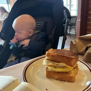 Breakfast sandwich on milk bread