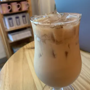 Iced chai with oat milk
