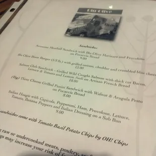 Blu olive menu