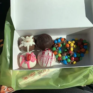 S'mores, birthday party, Black Forest and cherry cheesecake truffles with a M&amp;Ms pretzel