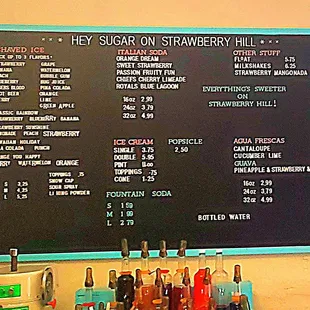 a menu on a chalkboard