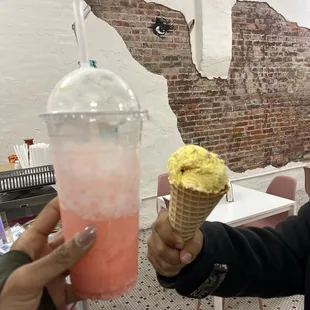 Strawberry Chiefscake Ice Cream &amp; Sweet Strawberry Italian Ice