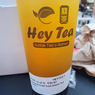 Passion fruit with boba (the boba is hard and not sweet!)