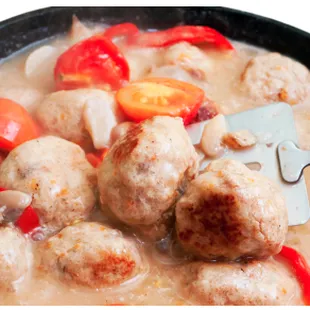 meatballs and peppers