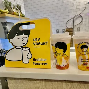 Yummy strawberry and mango yogurt