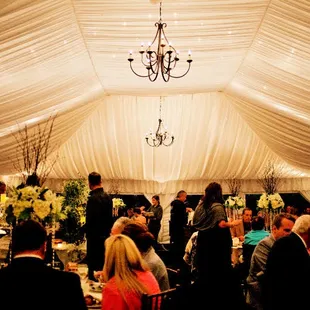 a crowd of people eating
