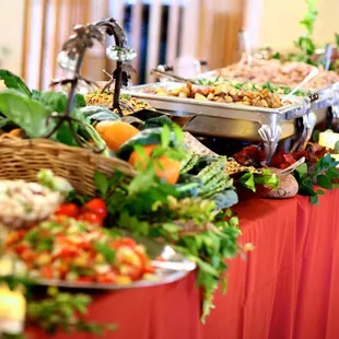 a buffet of food