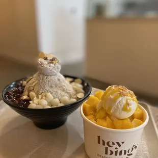 Black sesame bingsoo and mango paradise
