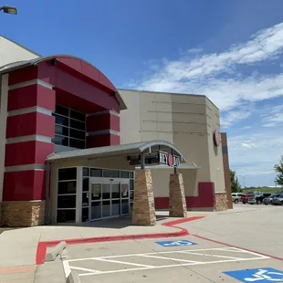 the entrance to the building