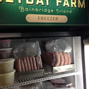 a refrigerator full of meats