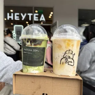 Matcha Bobo Shake and Mango Grapefruit Boom