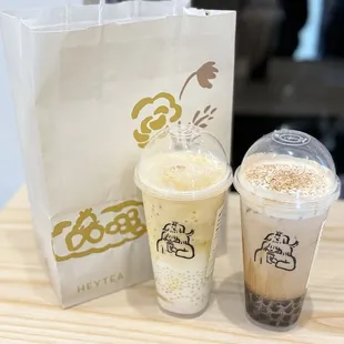 Mango Grapefruit Boom and Supreme Brown Sugar Bobo Milk Tea