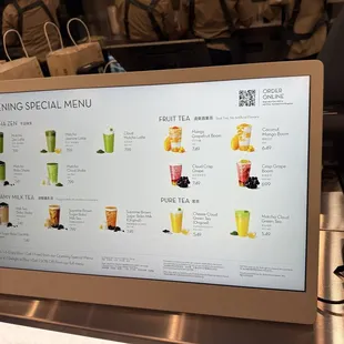 Grand opening special menu of the top drinks from Hey Tea