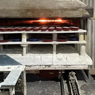 Firing some pieces in the huge kiln