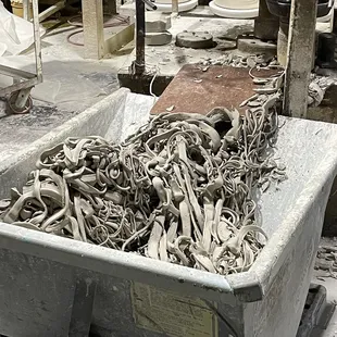 Scrap pieces of clay that will be recycled and used again