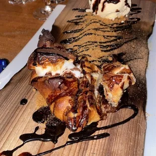 a dessert on a cutting board