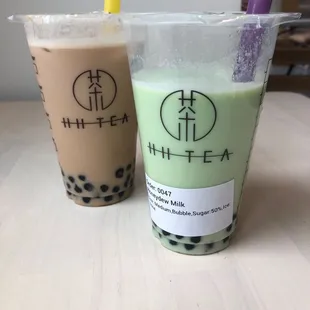 Honeydew and classic Milk Tea