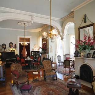 The double parlor is the place to meet and greet