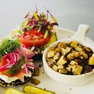 Vegan bagel brunch menu