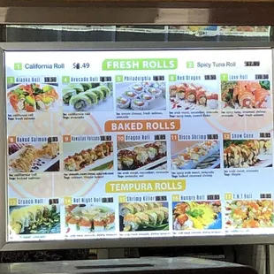 Sushi menu
