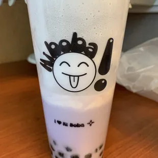 Taro with cheese topping &amp; boba