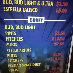 Prices are super reasonable and the $10 pitcher looked like 60oz to me. Regardless, prices are good all the time.