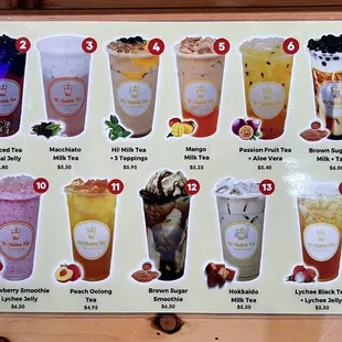 a variety of drinks on display