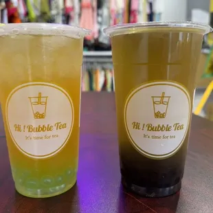 Lemon tea on left and chrysanthemum tea on right