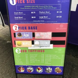 pick size menu