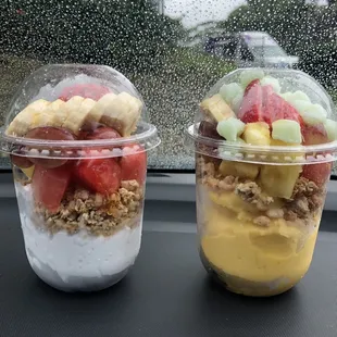 two cups of fruit and granola