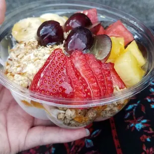Medium bowl with lychee and strawberry guava sorbet